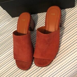 Maje Wave Terracota Suede Studded Mules Size 36